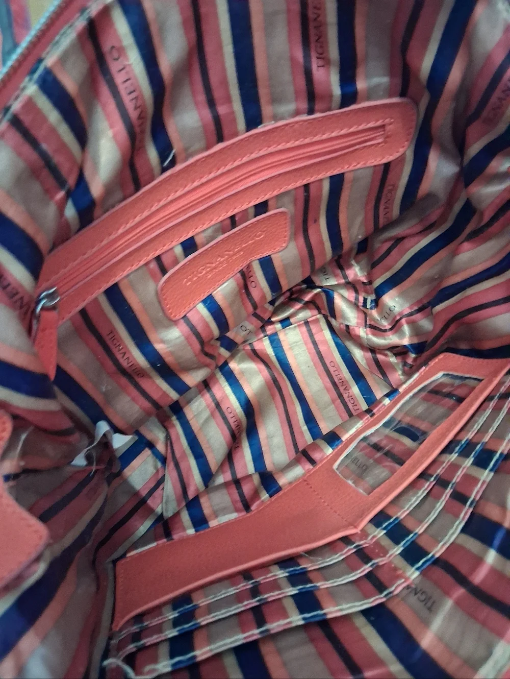 Women's Structured Orange Leather Tote Bag - Picture 5 of 5